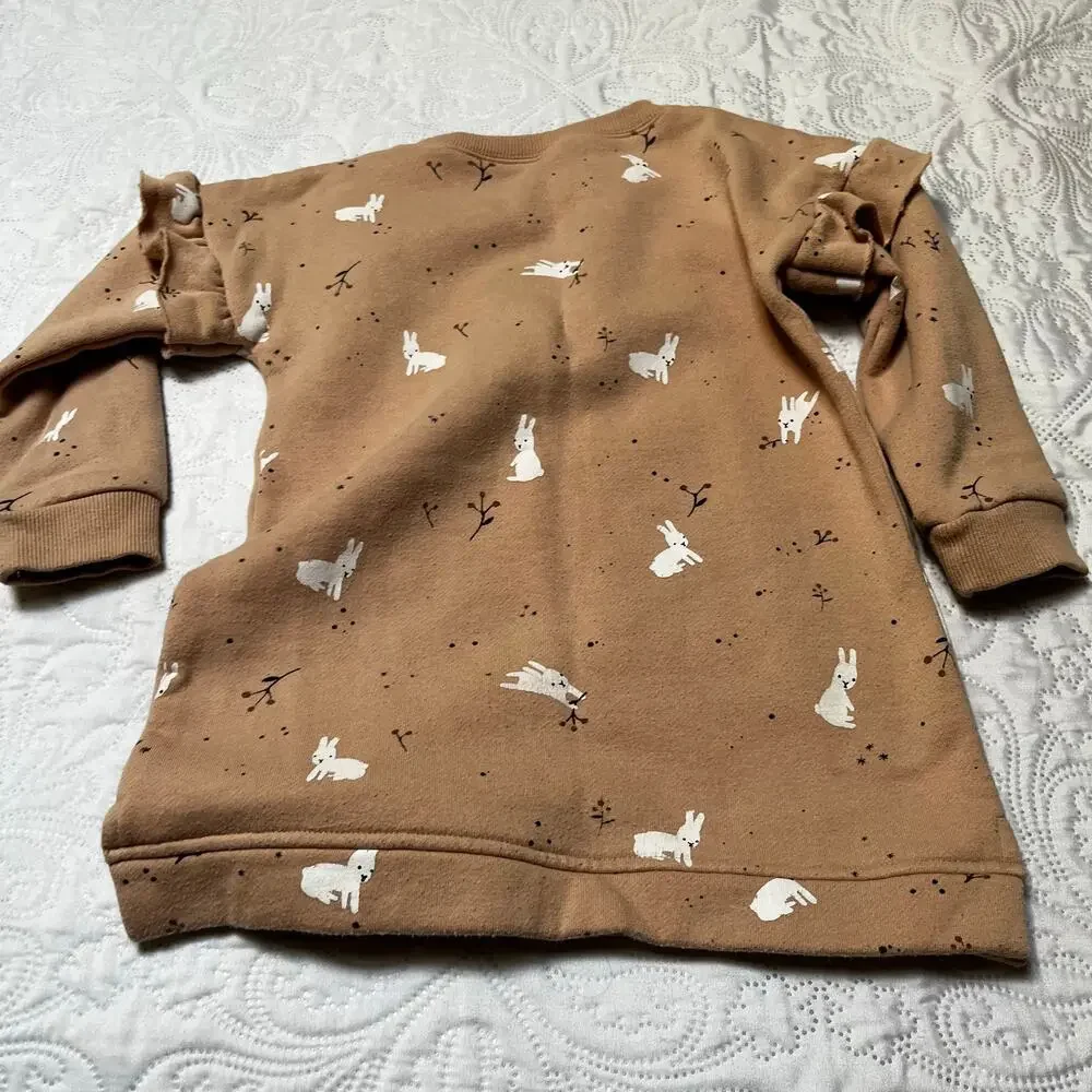 Rylee + Cru Snow Bunny Ruffle Sweatshirt Dress Size 2/3